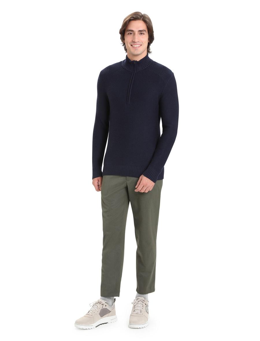 Midnight Navy Icebreaker Merino Waypoint Long Sleeve Half Zip Top Men's Hoodie | AU 1253AHKP